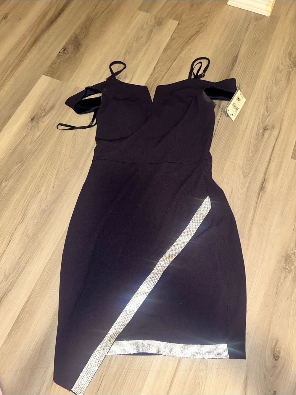 Women’s Navy Sparkle Trim Bodycon Dress